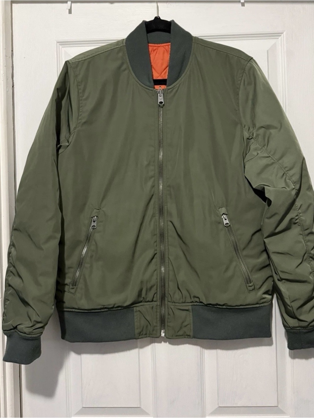 Abercrombie & Fitch Quilted Reversible Olive Green Bomber Jacket